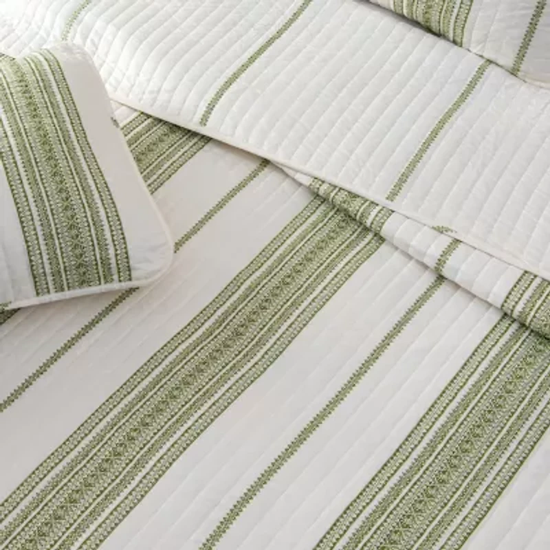 Linery Farmhouse Stripe Reversible Quilt Set