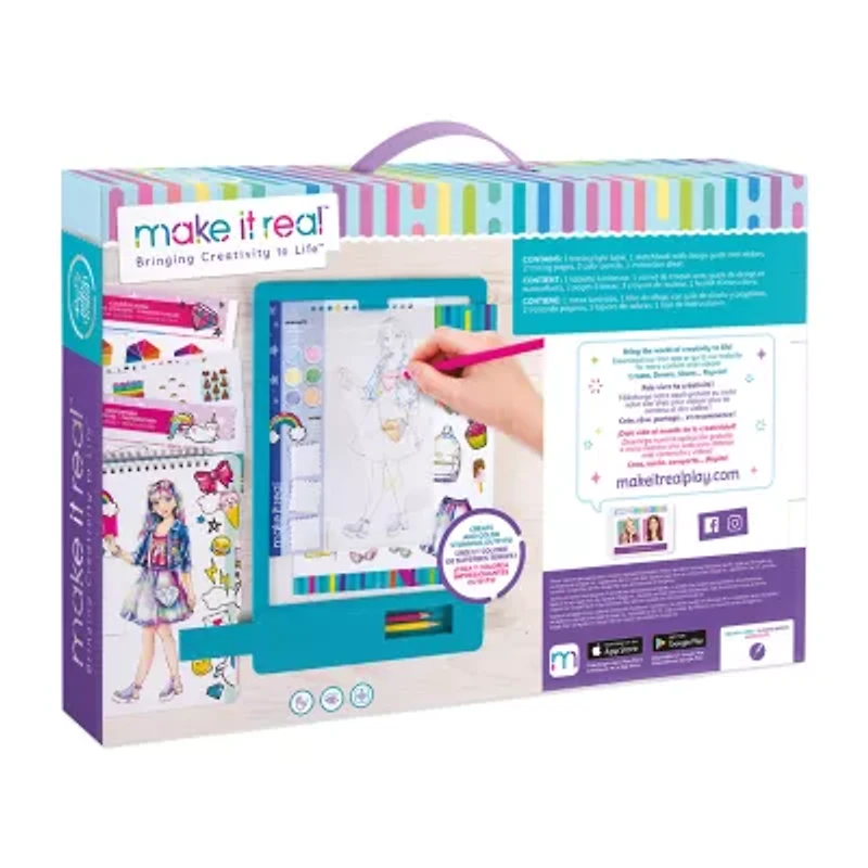 Make It Real Fashion Design Tracing Light Table 8-pc. Coloring Set
