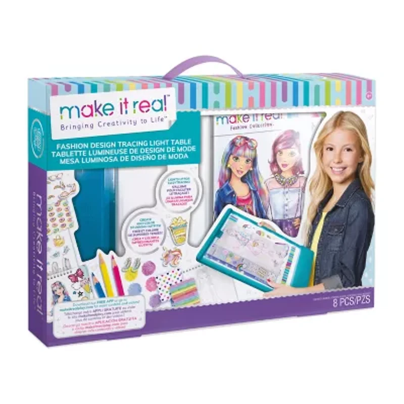 Make It Real Fashion Design Tracing Light Table 8-pc. Coloring Set