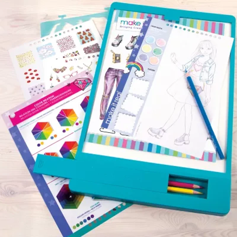 Make It Real Fashion Design Tracing Light Table 8-pc. Coloring Set