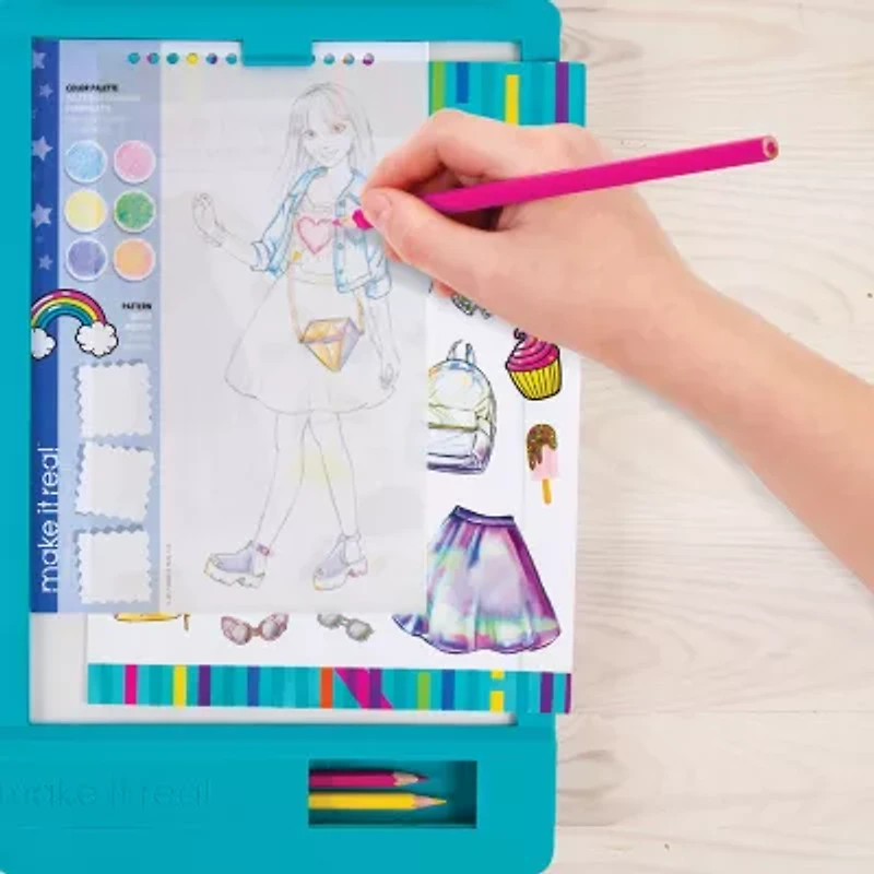 Make It Real Fashion Design Tracing Light Table 8-pc. Coloring Set