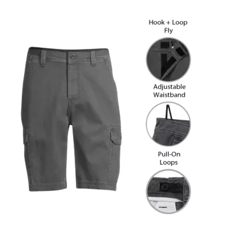 St. John's Bay Dexterity Mens 10" Adaptive Stretch Fabric Adjustable Features Easy-on + Easy-off Cargo Short