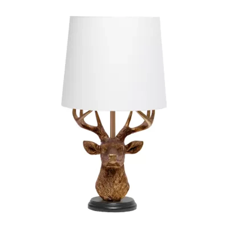All the Rages Simple Designs Rustic Copper Deer With Antlers Table Lamp