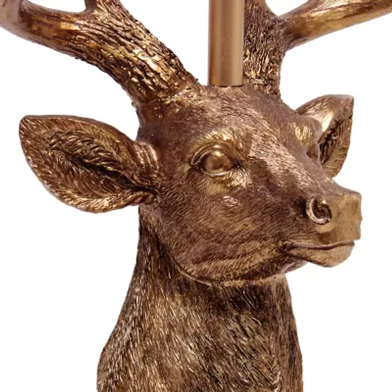 All the Rages Simple Designs Rustic Copper Deer With Antlers Table Lamp