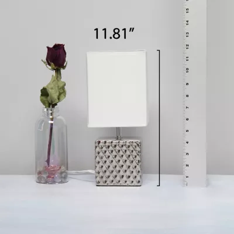 All the Rages Simple Designs Hammered Metallic Ceramic Table Lamp