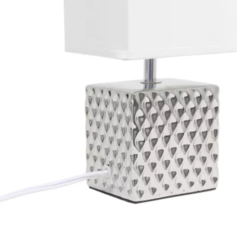 All the Rages Simple Designs Hammered Metallic Ceramic Table Lamp