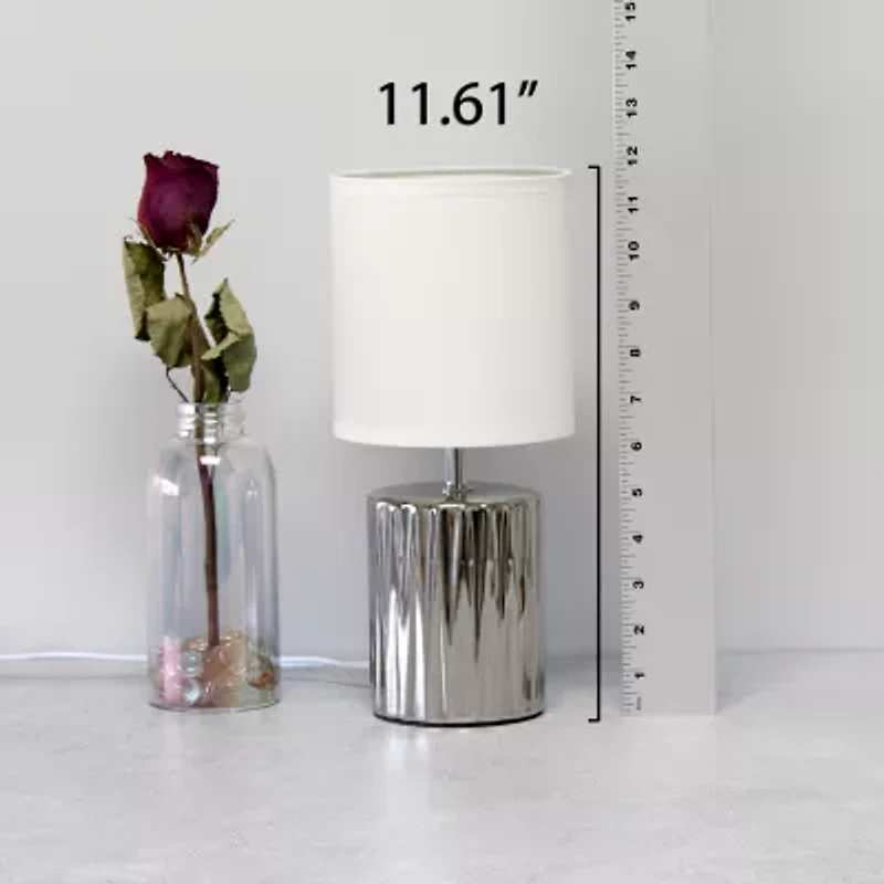 All the Rages Simple Designs Ruffled Metallic Ceramic Table Lamp