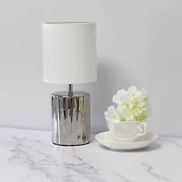 All the Rages Simple Designs Ruffled Metallic Ceramic Table Lamp