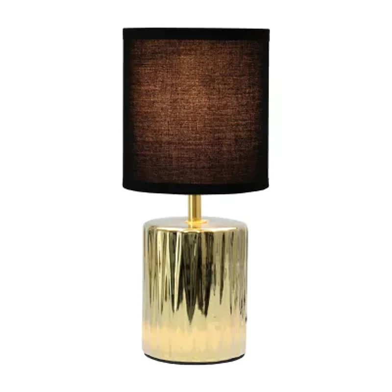 All the Rages Simple Designs Ruffled Metallic Ceramic Table Lamp