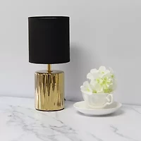 All the Rages Simple Designs Ruffled Metallic Ceramic Table Lamp