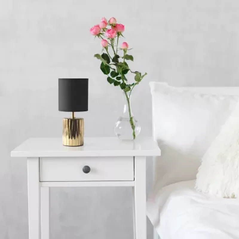 All the Rages Simple Designs Ruffled Metallic Ceramic Table Lamp