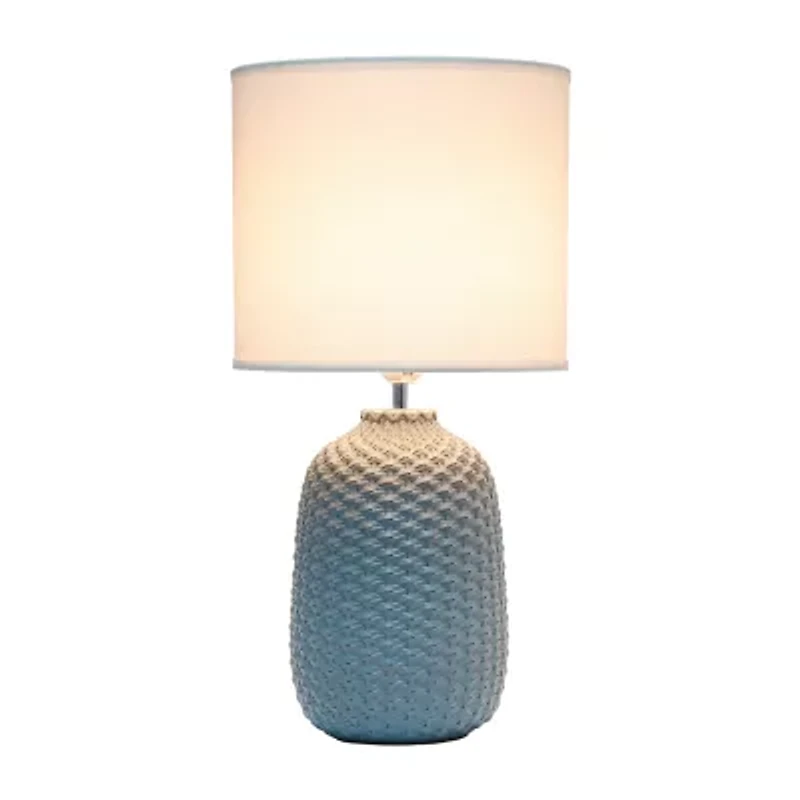 All the Rages Simple Designs Purled Texture Ceramic Table Lamp