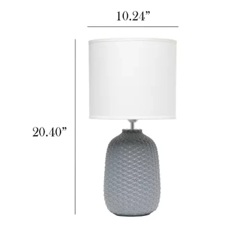 All the Rages Simple Designs Purled Texture Ceramic Table Lamp