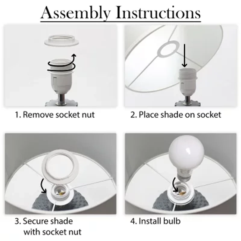 All the Rages Simple Designs Purled Texture Ceramic Table Lamp