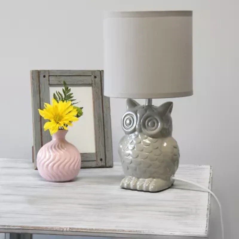 All the Rages Simple Designs Owl Ceramic Table Lamp