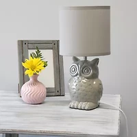 All the Rages Simple Designs Owl Ceramic Table Lamp