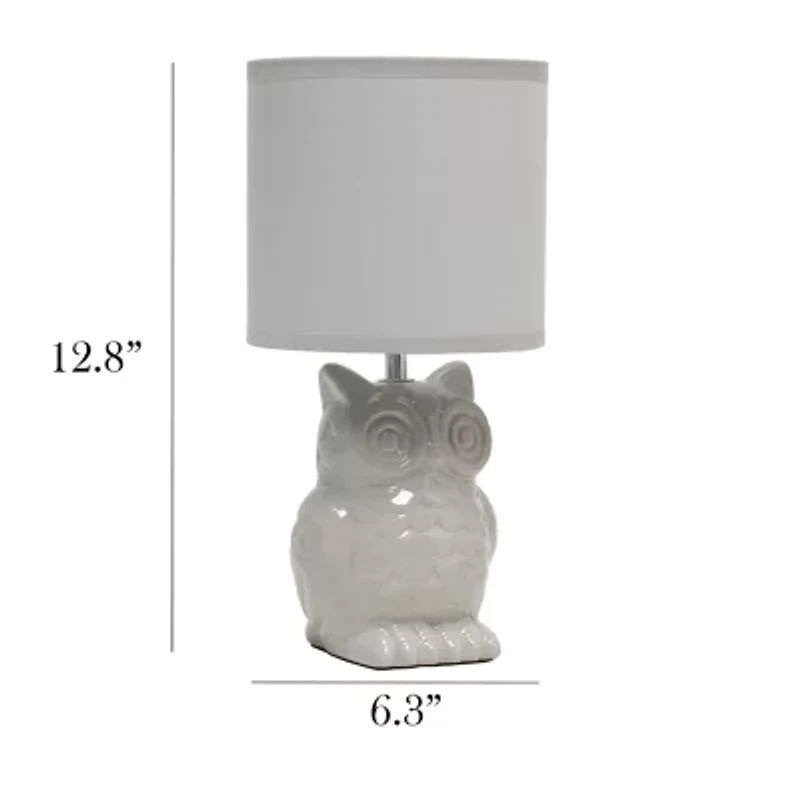 All the Rages Simple Designs Owl Ceramic Table Lamp