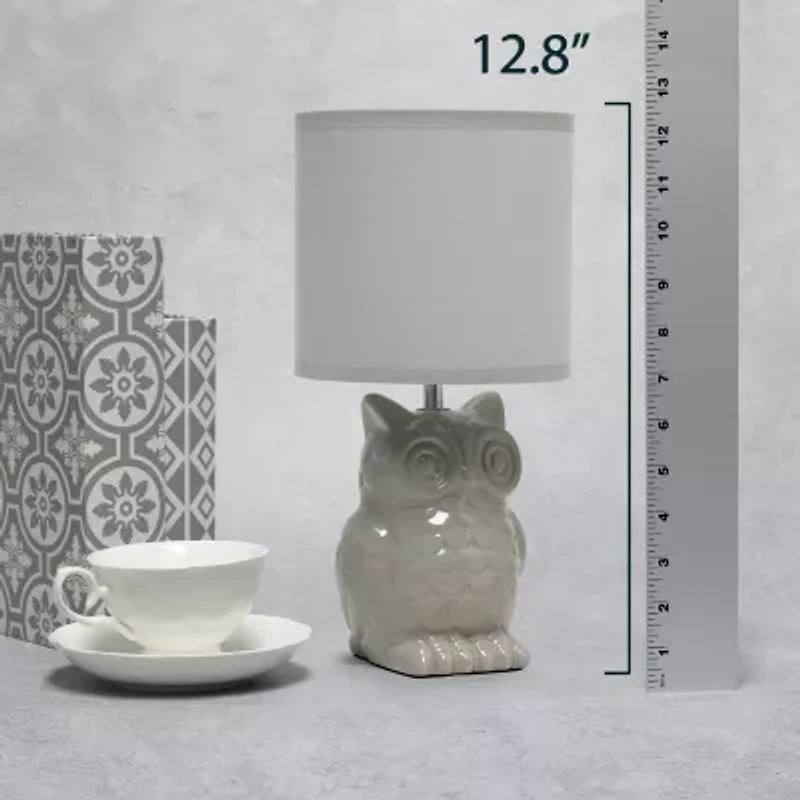 All the Rages Simple Designs Owl Ceramic Table Lamp