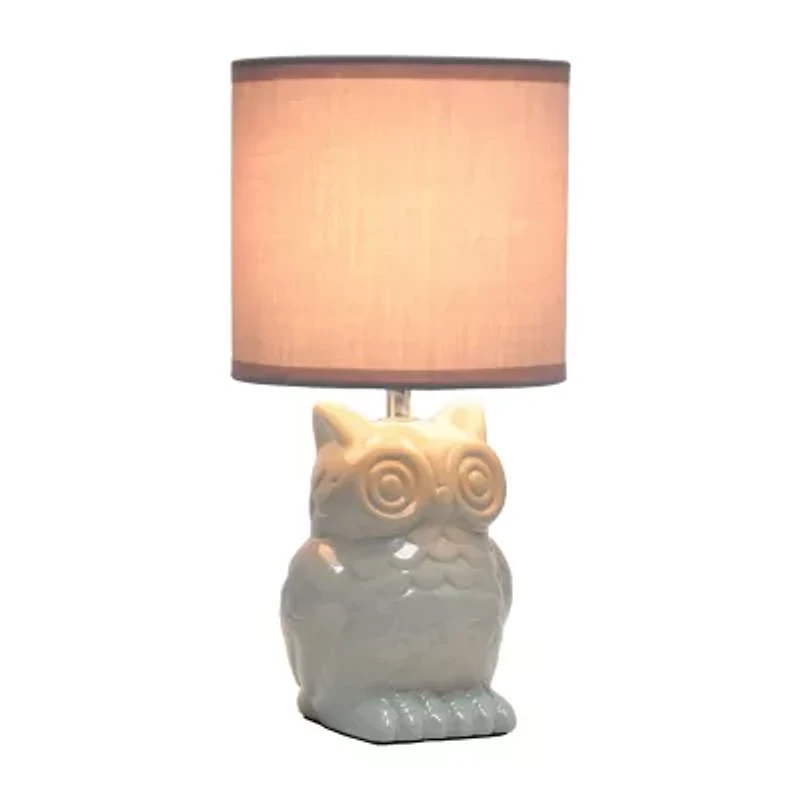 All the Rages Simple Designs Owl Ceramic Table Lamp