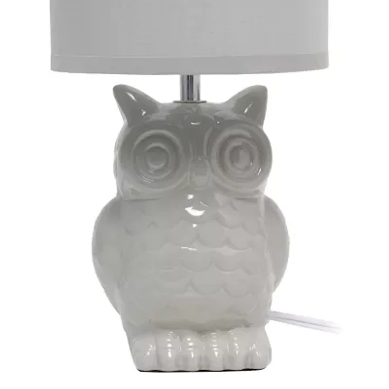All the Rages Simple Designs Owl Ceramic Table Lamp