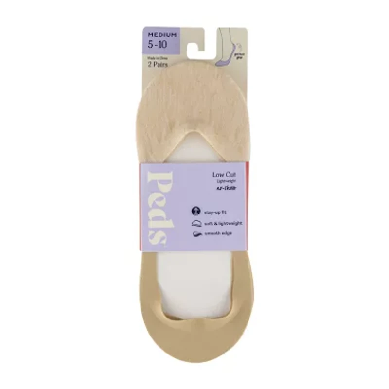 Peds Smooth Edge Low Cut Womens Multi-Pack 2 Pair Liner Socks