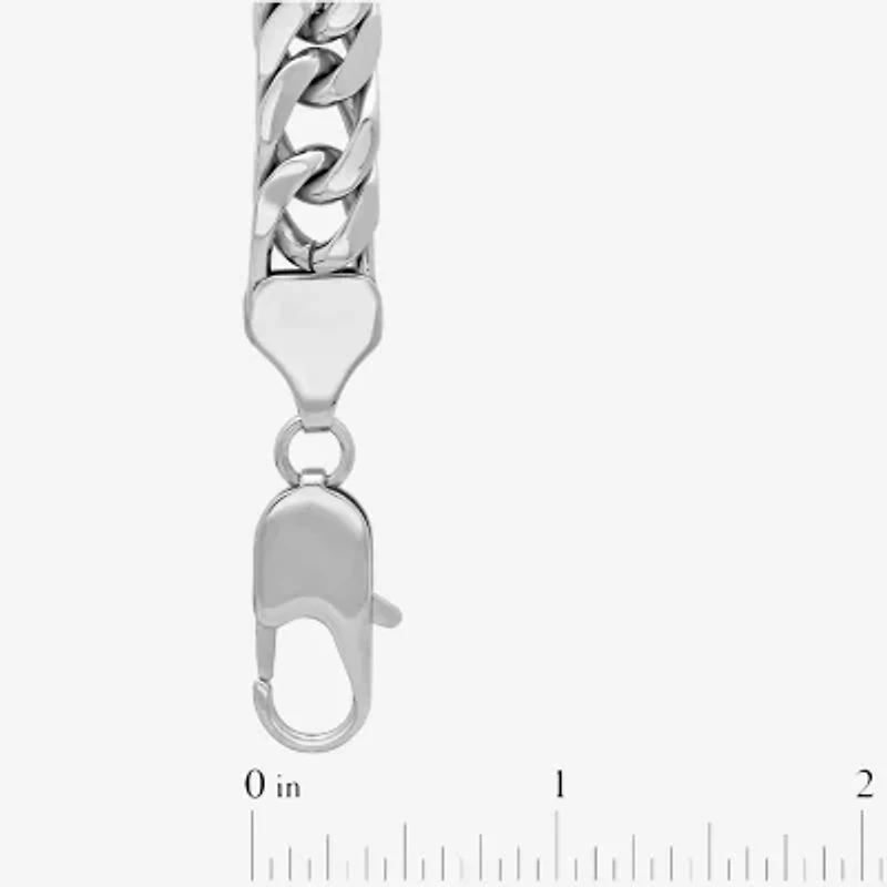 Mens Stainless Steel 9 Inch Solid Curb Chain Bracelet