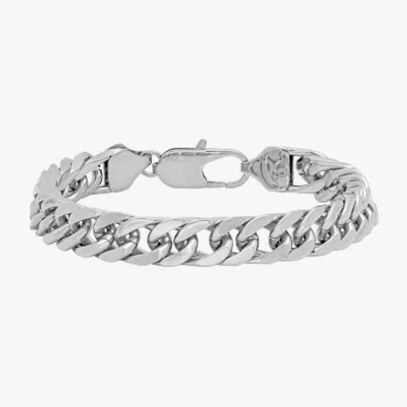Mens Stainless Steel 9 Inch Solid Curb Chain Bracelet