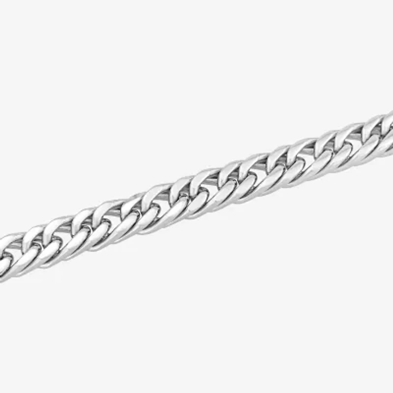 Mens Stainless Steel 9 Inch Solid Curb Chain Bracelet