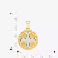 Mens Two-Tone Stainless Steel Lord's Prayer Iron Cross Pendant Necklace