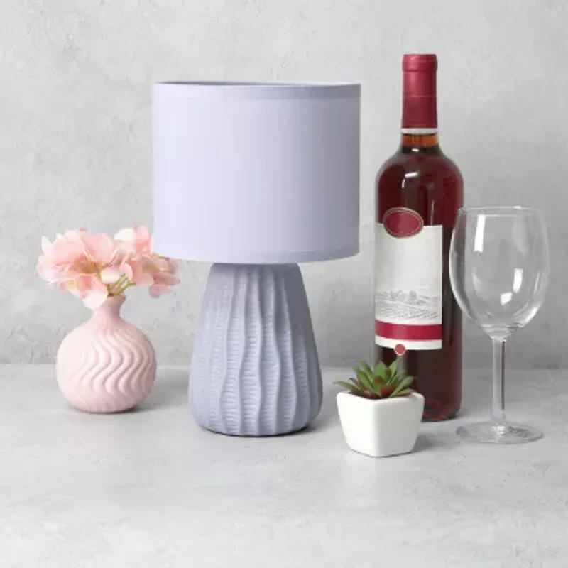 All the Rages Simple Designs Textured Pastel Ceramic Table Lamp