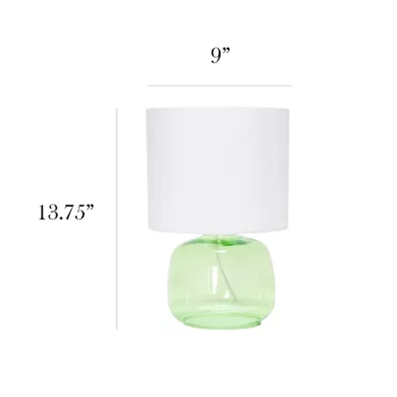 All the Rages Simple Designs Fabric Shade Glass Table Lamp