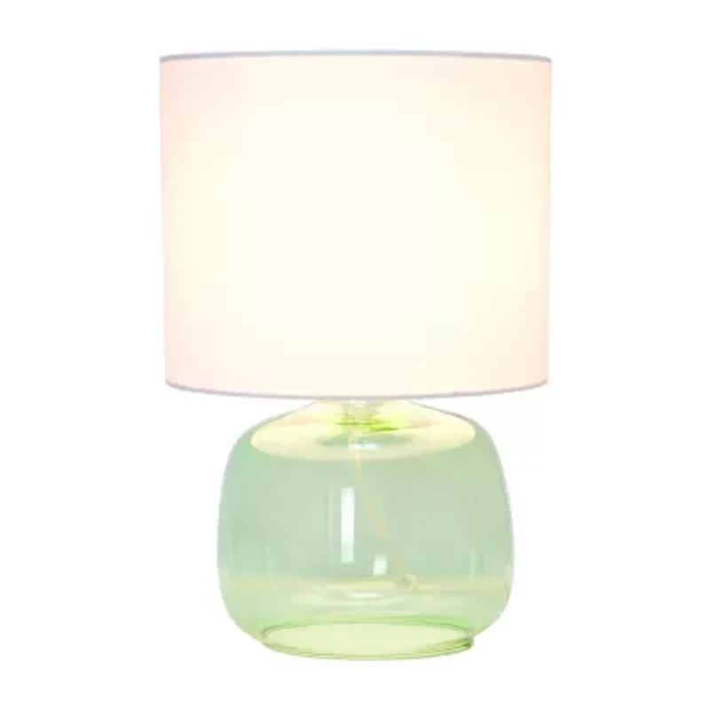 All the Rages Simple Designs Fabric Shade Glass Table Lamp