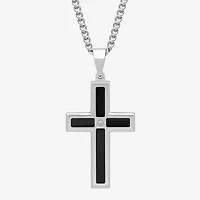 Mens Diamond-Accent Cross Pendant Necklace