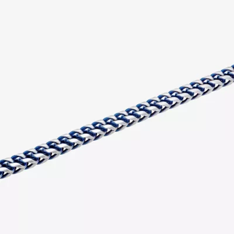 Mens 8.5 Inch Stainless Steel Blue IP Finish Chain Bracelet