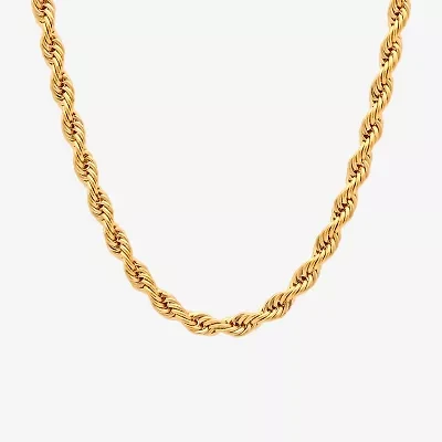 Men's Yellow Stainless Steel Solid Rope Chain Necklace