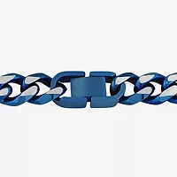 Men's Blue Stainless Steel Solid Curb Chain Necklace