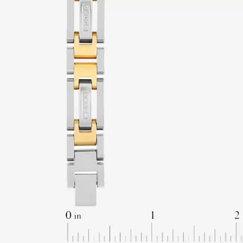 Stainless Steel 1/7 CT. T.W. Natural White Diamond 8 1/2 Inch Solid Link Chain Bracelet