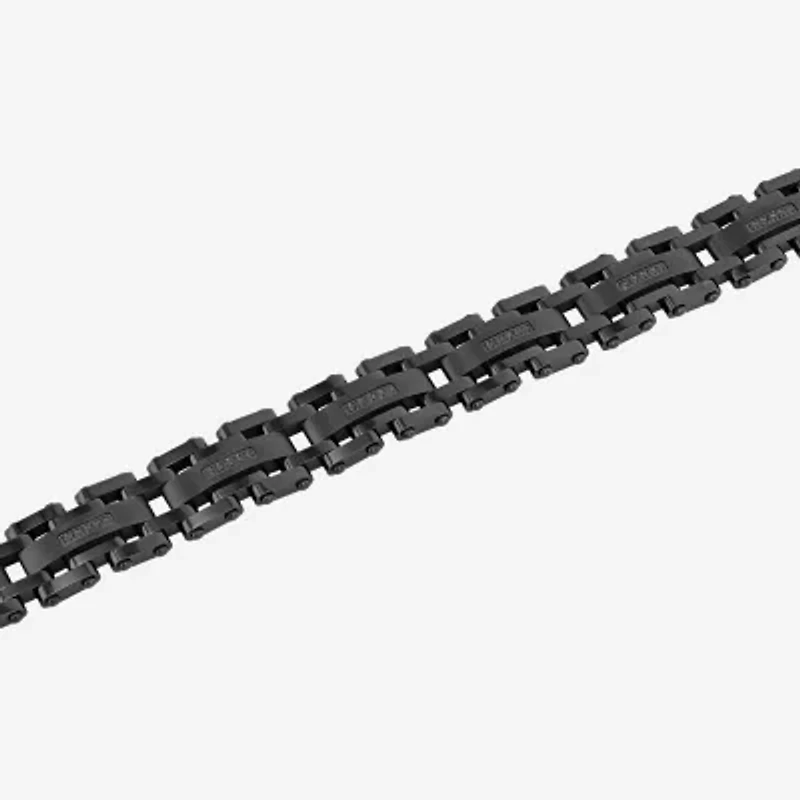 Stainless Steel 1/7 CT. T.W. Natural White Diamond 8 1/2 Inch Solid Link Link Bracelet