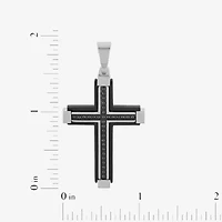 Mens 1/7 CT. T.W. Natural Diamond Stainless Steel Cross Pendant Necklace
