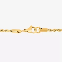 Mens Yellow Stainless Steel Solid Rope Chain Necklace