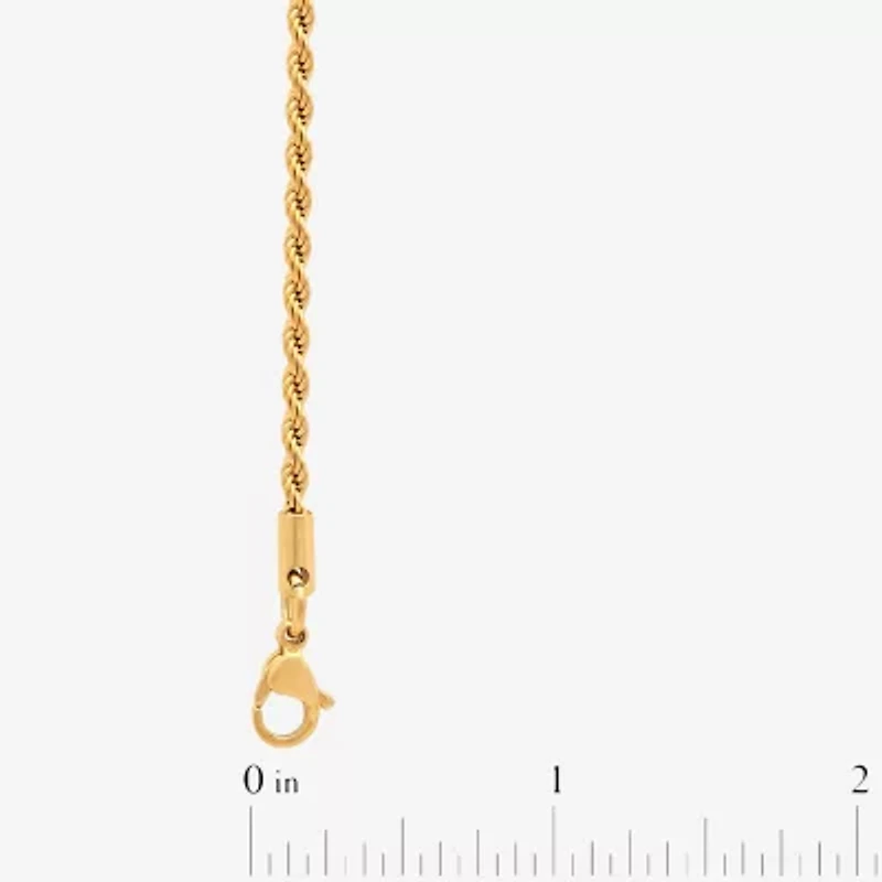 Mens Yellow Stainless Steel Solid Rope Chain Necklace