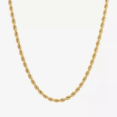 Mens Yellow Stainless Steel Solid Rope Chain Necklace