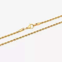 Mens Yellow Stainless Steel Solid Rope Chain Necklace