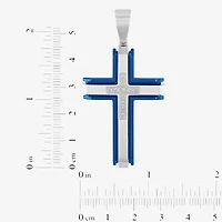 (G-H / I1) Mens 1/4 CT. T.W. Lab Grown White Diamond Stainless Steel Cross 24 Inch Pendant Necklace