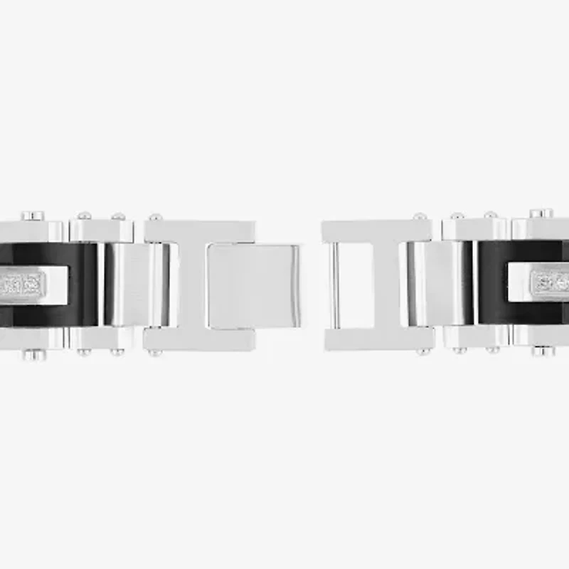 Stainless Steel (G-H / I1) 3/8 CT. T.W. Lab Grown White Diamond Solid Link Bracelet