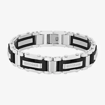 Stainless Steel (G-H / I1) 3/8 CT. T.W. Lab Grown White Diamond Solid Link Bracelet