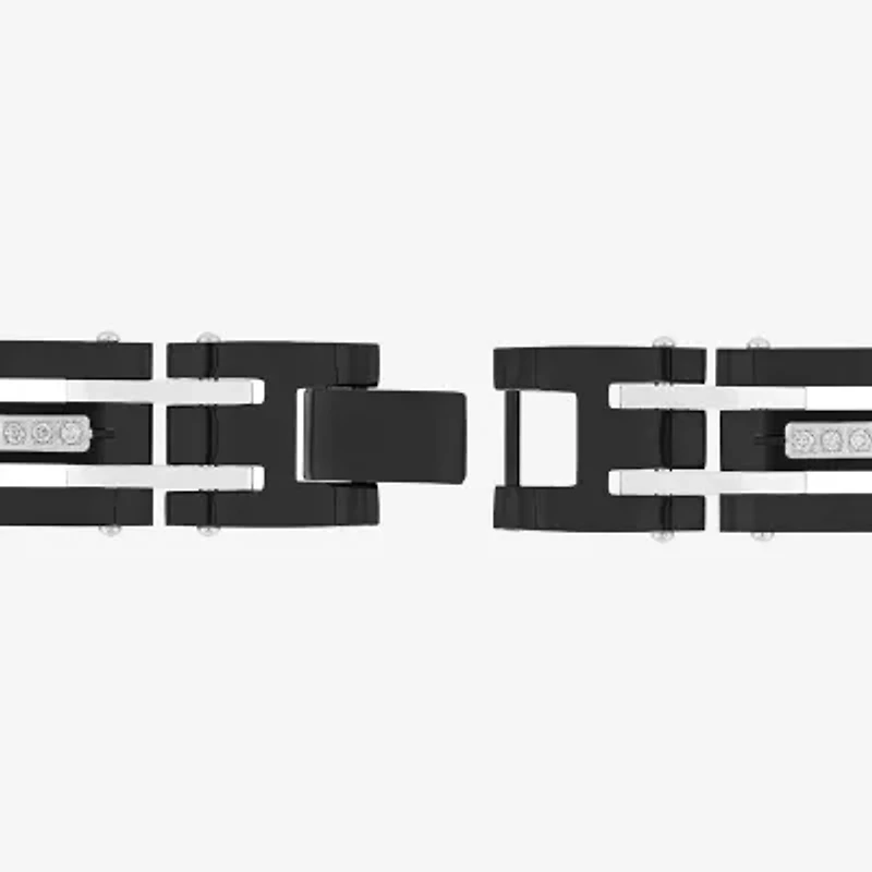Mens 1/2 CT. T.W.Lab-Grown (G-H / I1) Diamond Stainless Steel 8 1/2 Inch Link Bracelet