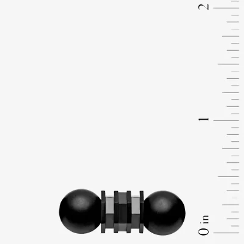 Beaded Mens Genuine Black Onyx Stainless Steel Bolo Bracelet