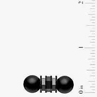 Beaded Mens Genuine Black Onyx Stainless Steel Bolo Bracelet