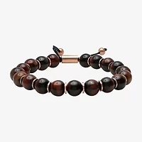 Mens  Stainless Steel Genuine Stone Beaded Bolo Bracelet